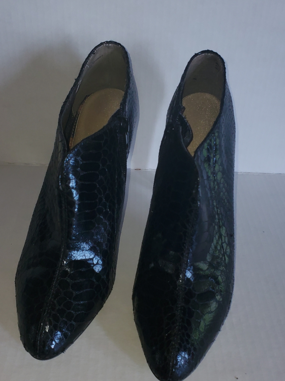 Sam Edelman Black Faux-Snake Skin Ankle Booties